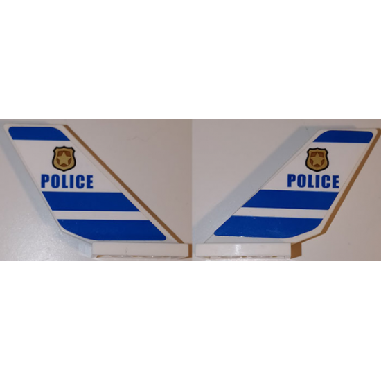 Tail Shuttle with 'POLICE', Badge and Blue Stripes Pattern on Both Sides (Stickers) - Set 60138