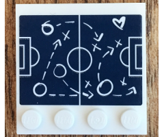 Tile, Modified 4 x 4 with Studs on Edge with Soccer Plays Diagram Pattern (Sticker) - Set 41330