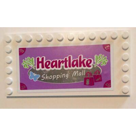 Tile, Modified 6 x 12 with Studs on Edges with 'Heartlake Shopping Mall' Pattern (Sticker) - Set 41058