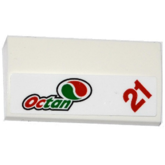 Slope, Curved 2 x 4 x 2/3 with Bottom Tubes with Octan Logo and Red Number '21' Pattern (Sticker) - Set 60115