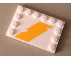Tile, Modified 4 x 6 with Studs on Edges with Bright Light Orange Tattered Diagonal Stripe Pattern Model Right Side (Sticker) - Set 75053