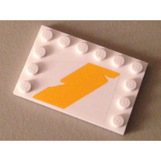 Tile, Modified 4 x 6 with Studs on Edges with Bright Light Orange Tattered Diagonal Stripe Pattern Model Right Side (Sticker) - Set 75053