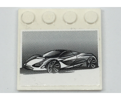 Tile, Modified 4 x 4 with Studs on Edge with Black and White McLaren 720S Car Pattern (Sticker) - Set 75880