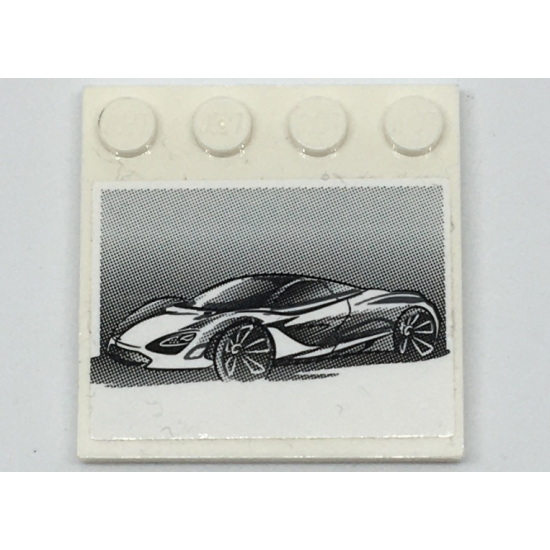 Tile, Modified 4 x 4 with Studs on Edge with Black and White McLaren 720S Car Pattern (Sticker) - Set 75880