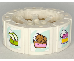 Wheel Wagon Viking with 12 Holes (55mm D.) with Apple Slices, Cookies, Cherries, Mint Leaves, Strawberry, Chocolate, Banana, and Seafood Pattern (Stickers) - Set 41393