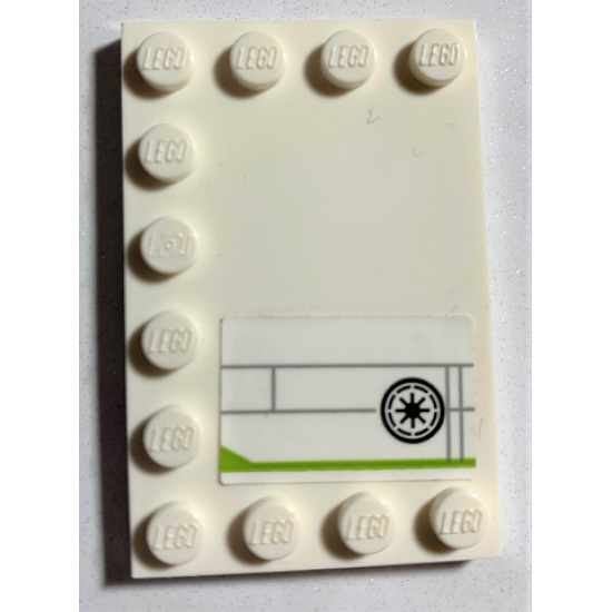 Tile, Modified 4 x 6 with Studs on Edges with SW Republic Logo, Lime Stripe, Light Bluish Gray Lines Pattern Model Right Side (Sticker) - Set 75191
