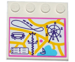 Tile, Modified 4 x 4 with Studs on Edge with Amusement Park / Fun Fair Map Pattern (Sticker) - Set 41130