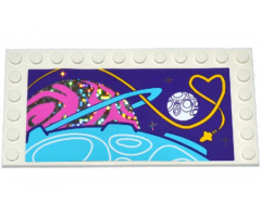 Tile, Modified 6 x 12 with Studs on Edges with Planets, Stars and Rocket Ship Pattern (Sticker) - Set 41130