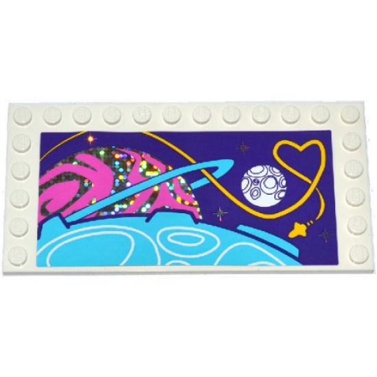 Tile, Modified 6 x 12 with Studs on Edges with Planets, Stars and Rocket Ship Pattern (Sticker) - Set 41130