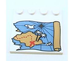 Tile, Modified 4 x 4 with Studs on Edge with Ocean Pirate Treasure Map Right-Half Pattern