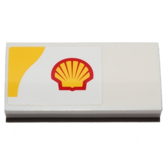 Slope, Curved 2 x 4 x 2/3 with Bottom Tubes with Shell Logo and Yellow Upper Left Corner Pattern Model Right Side (Sticker) - Set 40196