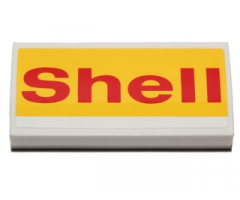 Slope, Curved 2 x 4 x 2/3 with Bottom Tubes with 'Shell' on Yellow Background Pattern (Sticker) - Set 40196