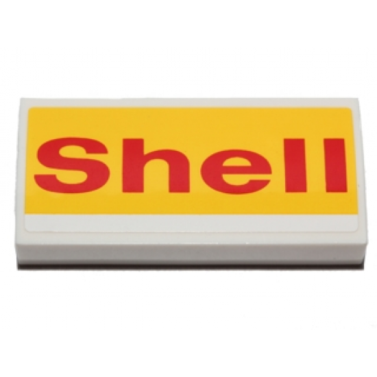 Slope, Curved 2 x 4 x 2/3 with Bottom Tubes with 'Shell' on Yellow Background Pattern (Sticker) - Set 40196