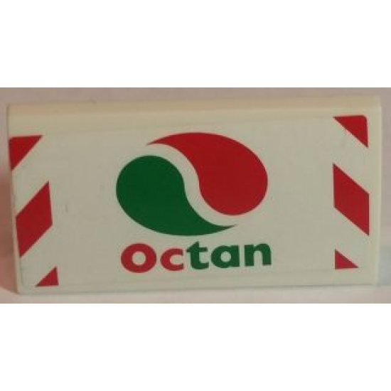 Slope, Curved 2 x 4 x 2/3 with Bottom Tubes with Octan Logo and Red and White Danger Stripes on Outside Edges Pattern (Sticker) - Set 60022