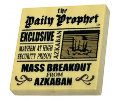 Tile 2 x 2 with Newspaper 'the Daily Prophet', 'EXCLUSIVE', 'MAYHEM AT HIGH SECURITY PRISON', and 'MASS BREAKOUT FROM AZKABAN' Pattern