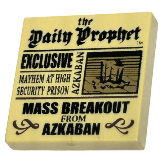 Tile 2 x 2 with Newspaper 'the Daily Prophet', 'EXCLUSIVE', 'MAYHEM AT HIGH SECURITY PRISON', and 'MASS BREAKOUT FROM AZKABAN' Pattern