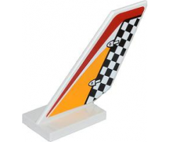 Tail Shuttle with Checkered Rudder and Red and Bright Light Orange Pattern on Both Sides (Stickers) - Set 60019