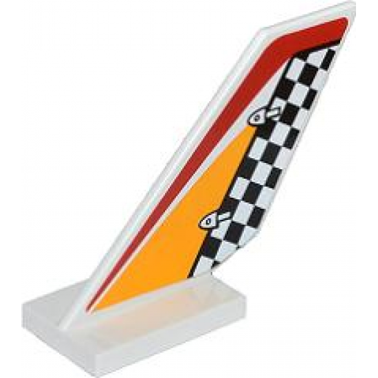 Tail Shuttle with Checkered Rudder and Red and Bright Light Orange Pattern on Both Sides (Stickers) - Set 60019