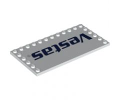 Tile, Modified 6 x 12 with Studs on Edges with 'Vestas' Logo Pattern