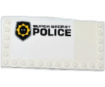 Tile, Modified 6 x 12 with Studs on Edges with Minifigure Head Badge and 'SUPER SECRET POLICE' Pattern Model Left (Sticker) - Set 70815