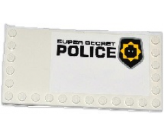 Tile, Modified 6 x 12 with Studs on Edges with Minifigure Head Badge and 'SUPER SECRET POLICE' Pattern Model Right (Sticker) - Set 70815