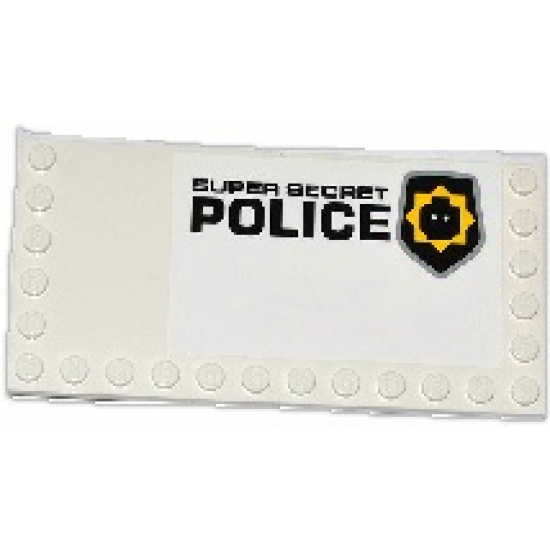 Tile, Modified 6 x 12 with Studs on Edges with Minifigure Head Badge and 'SUPER SECRET POLICE' Pattern Model Right (Sticker) - Set 70815
