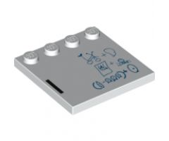 Tile, Modified 4 x 4 with Studs on Edge with Blue Whiteboard Formula Pattern