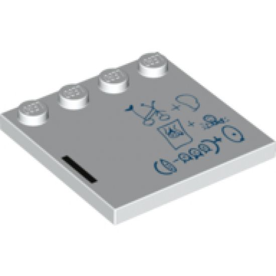 Tile, Modified 4 x 4 with Studs on Edge with Blue Whiteboard Formula Pattern