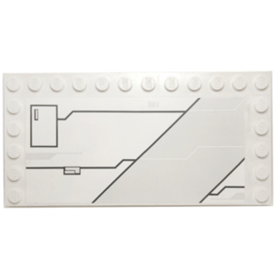 Tile, Modified 6 x 12 with Studs on Edges with Black Lines and Large Hatch Pattern Model Right Side (Sticker) - Set 7931
