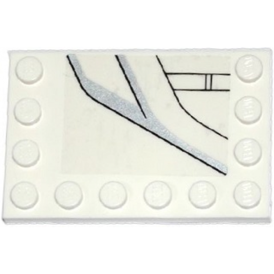 Tile, Modified 4 x 6 with Studs on Edges with DC Javelin Spaceship Pattern Model Right Side (Sticker) - Set 76028