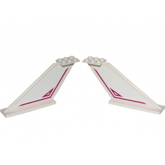 Tail 12 x 2 x 5 with Magenta Stripe and Outlined Triangle Pattern on Both Sides (Stickers) - Set 70849