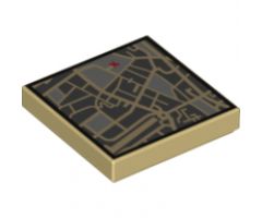 Tile 2 x 2 with Map Street Level with Red 'X' Pattern