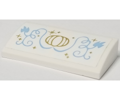 Slope, Curved 2 x 4 x 2/3 with Bottom Tubes with Gold Carriage and Stars and Medium Blue Vines Pattern (Sticker) - Set 41146