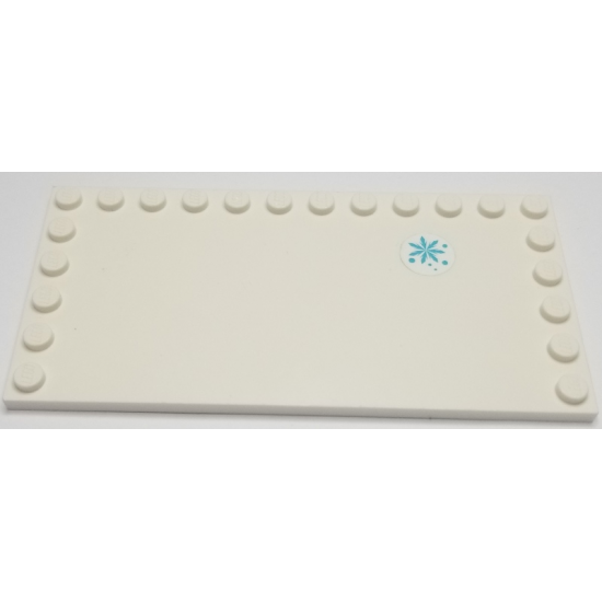 Tile, Modified 6 x 12 with Studs on Edges with Small Medium Azure Snowflake and Dots Pattern Model Left Side (Sticker) - Set 41323