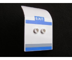 Door 2 x 4 x 6 Curved Aircraft with White 'EXIT' on Blue Background and Blue and Light Bluish Gray Stripes Pattern (Stickers) - Set 7893-1
