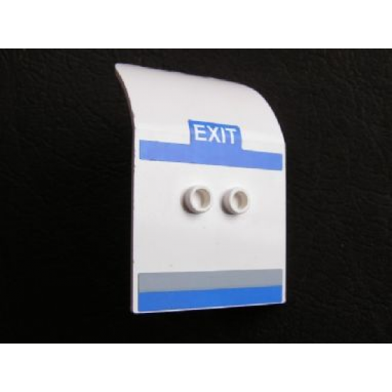 Door 2 x 4 x 6 Curved Aircraft with White 'EXIT' on Blue Background and Blue and Light Bluish Gray Stripes Pattern (Stickers) - Set 7893-1