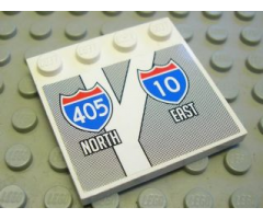 Tile, Modified 4 x 4 with Studs on Edge with Road Sign '405 NORTH' and '10 EAST' Pattern (Sticker) - Set 8147