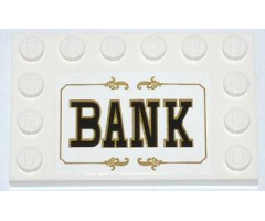 Tile, Modified 4 x 6 with Studs on Edges with 'BANK' Pattern (Sticker) - Set 79109