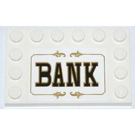 Tile, Modified 4 x 6 with Studs on Edges with 'BANK' Pattern (Sticker) - Set 79109