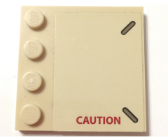 Tile, Modified 4 x 4 with Studs on Edge with Red 'CAUTION' Pattern Model Right Side (Sticker) - Set 75974