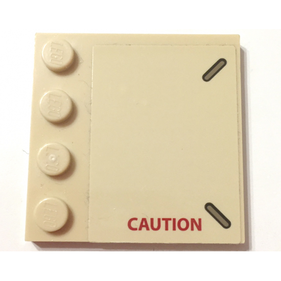 Tile, Modified 4 x 4 with Studs on Edge with Red 'CAUTION' Pattern Model Right Side (Sticker) - Set 75974