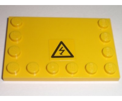 Tile, Modified 4 x 6 with Studs on Edges with Black Utility Arrow in Triangle Pattern (Sticker) - Set 7632