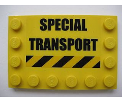 Tile, Modified 4 x 6 with Studs on Edges with 'SPECIAL TRANSPORT' and Black and Yellow Danger Stripes Pattern (Sticker) - Set 7249