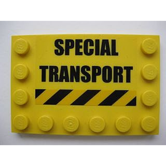 Tile, Modified 4 x 6 with Studs on Edges with 'SPECIAL TRANSPORT' and Black and Yellow Danger Stripes Pattern (Sticker) - Set 7249