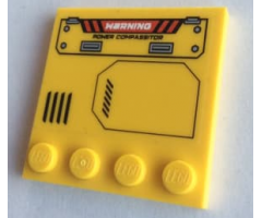 Tile, Modified 4 x 4 with Studs on Edge with Air Vent and 'WARNING POWER COMPASSITOR' Pattern Model Left Side (Sticker) - Set 60188