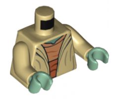 Torso SW Open Robe, Medium Nougat Shirt with Dark Orange Waist Sash and Hood on Back Pattern (Yoda) / Tan Arms / Sand Green Hands