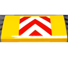 Slope, Curved 2 x 4 x 2/3 with Bottom Tubes with Red and White Danger Chevrons on Yellow Background Pattern (Sticker) - Set 60102