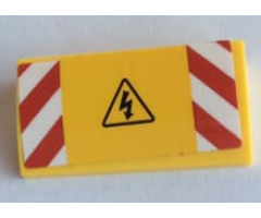 Slope, Curved 2 x 4 x 2/3 with Bottom Tubes with Red and White Danger Stripes and Electricity Danger Triangle Pattern (Sticker) - Set 60132