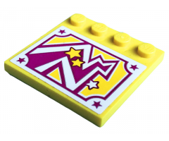 Tile, Modified 4 x 4 with Studs on Edge with Magenta, White and Yellow Stars and Lightning Bolt Pattern (Sticker) - Set 41338