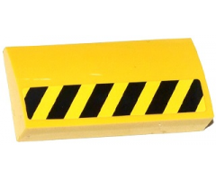 Slope, Curved 2 x 4 x 2/3 with Bottom Tubes with Black and Yellow Danger Stripes Half Height Pattern Model Right Side (Sticker) - Set 70814